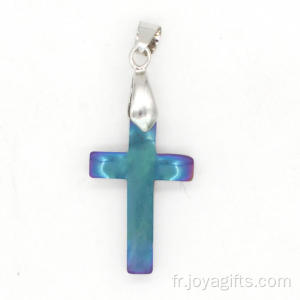 Hématite arc-en-ciel unique Croix pendentif avec Clip Toggle pour petite amie